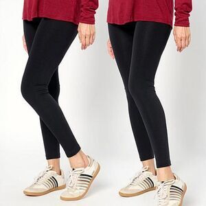 HUE Women's 2-pack Fleece-Lined Legging Black/Black - Regular